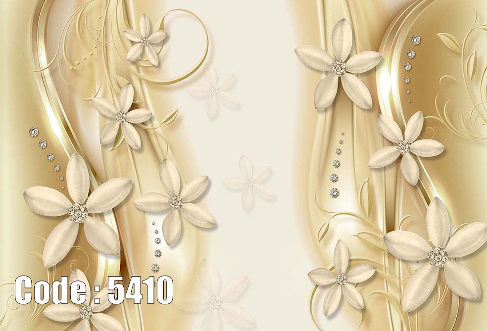 5410 پوستر دیواری گلهای طلایی مرواریدی