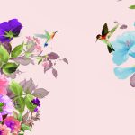 پوستر دیواری طرح گل و مرغ مگس‌خوار