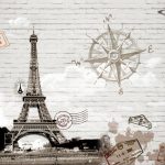 پوستر دیواری طرح نقشه و برج ایفل