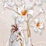 پوستر دیواری گل سفید سه‌بعدی لوکس