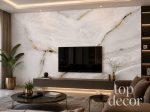 پوستر دیواری سه‌بعدی طرح سنگ مرمر سفید و رگه‌های طلایی – مدل رویال - Image 3