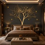 پوستر دیواری درخت طلایی و پرندگان در حال پرواز - Image 2