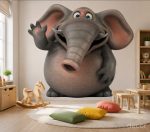 پوستر دیواری فیل فانتزی سه‌بعدی طرح “فیل خوش‌خنده” - Image 2