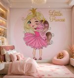 پوستر دیواری اتاق کودک طرح پرنسس کوچولو و اسب تک‌شاخ - Image 2
