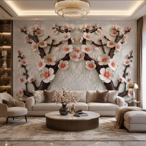 پوستر دیواری شکوفه‌های سه‌بعدی