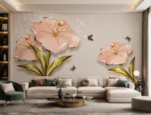 پوستر دیواری گل‌های طلایی