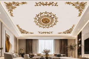 پوستر دیواری طرح گچبری طلایی