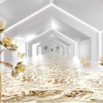 پوستر دیواری سه بعدی طرح سه بعدی گل مصنوعی