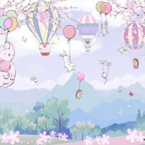 پوستر دیواری سه بعدی طرح کودک حیوانات جنگل