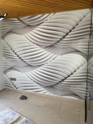 پوستر دیواری سه بعدی طرح مارپیچ سفید