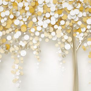 پوستر دیواری طرح درخت طلایی شکوفه توپی