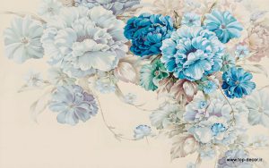 پوستر دیواری طرح نقاشی گل آبی