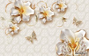 پوستر دیواری طرح قو گل مصنوعی پروانه