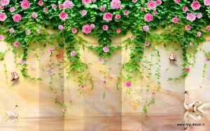 پوستر دیواری طرح دیوار و شکوفه
