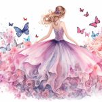 پوستر دیواری طرح رقص دختر و پروانه