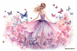 پوستر دیواری طرح رقص دختر و پروانه