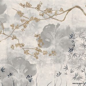 پوستر دیواری طرح آبرنگی و شاخه طلایی