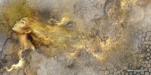 پوستر دیواری طرح پتینه و دختر مو طلایی