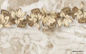 پوستر دیواری طرح گل و زمینه سنگی