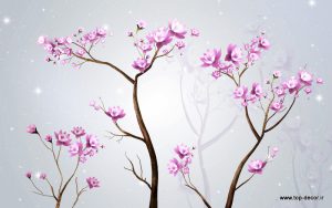 پوستر دیواری طرح شاخه و شکوفه
