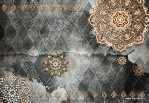 پوستر دیواری طرح پتینه سبز طوسی اشکال هندسی