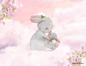 پوستر دیواری طرح خرگوش مادر و بچه