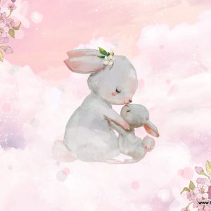 پوستر دیواری طرح خرگوش مادر و بچه