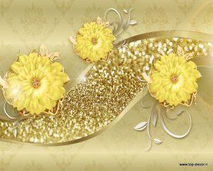 پوستر دیواری طرح گل مصنوعی زرد