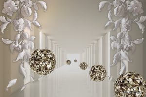 پوستر دیواری طرح راهرویی گل گچی رونده