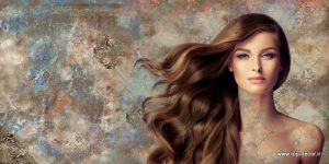 پوستر دیواری طرح پتینه و چهره زن