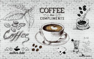 پوستر دیواری طرح کافه ای عکس فنجون روی دیوار