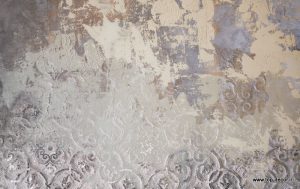 پوستر دیواری طرح پتینه داماسک رنگ خاکی