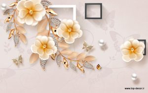 پوستر دیواری طرح مربع گل مصنوعی