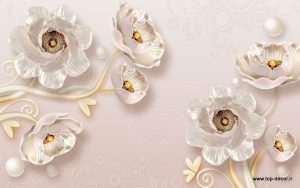 پوستر دیواری طرح گل مصنوعی معلق