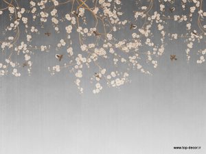 پوستر دیواری طرح شکوفه های معلق رنگ کرم