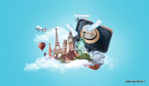 پوستر دیواری طرح آژانس هواپیمایی ایفل و ساعت