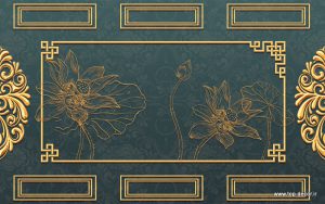 پوستر دیواری طرح قاب سبز و طلایی