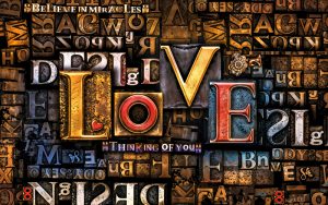 پوستر دیواری طرح حروف لاتین LOVE