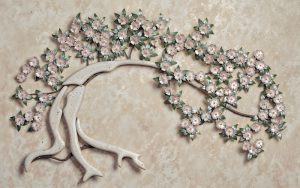 پوستر دیواری طرح گچبری درخت و شکوفه