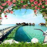 پوستر دیواری طرح آلاچیق پل و ساحل