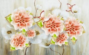 پوستر دیواری طرح نقاشی مداد رنگی گل پیونی