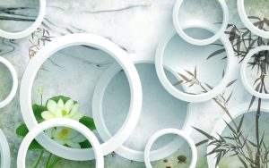 پوستر دیواری طرح زمینه دایره ای گل و بوته