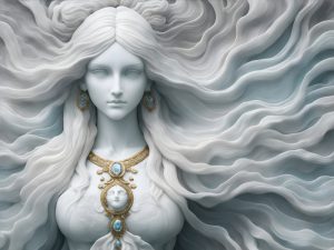 پوستر دیواری طرح مجسمه زن مو پریشون