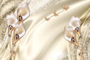 پوستر دیواری طرح گل شیپوری مصنوعی و پروانه