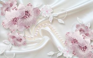 پوستر دیواری طرح گل مصنوعی صورتی پاستیلی