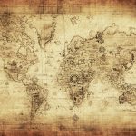 پوستر دیواری طرح نقشه روی کاغذ قدیمی