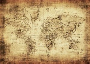 پوستر دیواری طرح نقشه روی کاغذ قدیمی