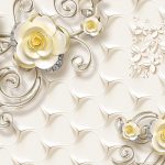 پوستر دیواری طرح گل حنا مصنوعی و بوته نقره ای