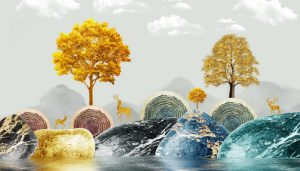 پوستر دیواری طرح انتزاعی سنگ های رنگی
