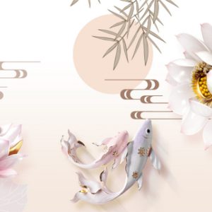 پوستر دیواری طرح گل آدونیس و ماهی